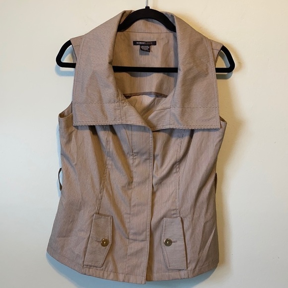 Robert Louis Fitted Stripped Vest W/Hidden Buttons - Picture 1 of 11